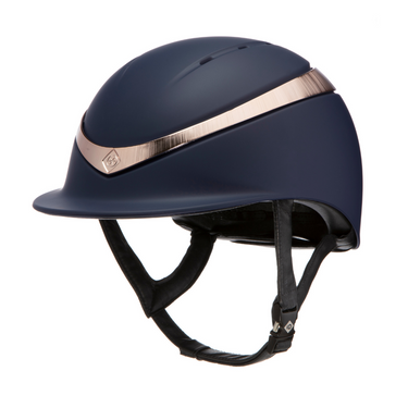 Buy Charles Owen Halo Matt Navy/Rose Gold Peaked Helmet - 59cm | Online for Equine