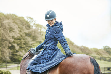Buy Equipage Ladies Quilted Candice Navy Long Jacket | Online for Equine