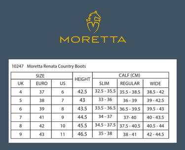 Buy Shires Moretta Renata Country Boots Size Guide | Online for Equine