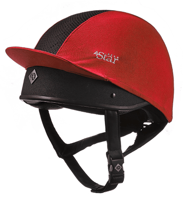Buy the Charles Owen Red 4 Star Ventilated Hat Silk | Online for Equine