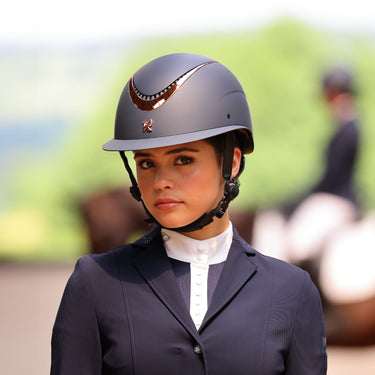 Buy Karben Navy Rose Gold Elisa Ellipse Wide Peak Matt Adjustable Riding Hat| Online for Equine