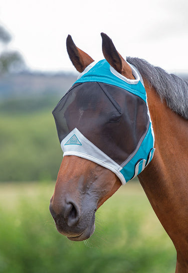 Shires Teal Fine Mesh Fly Mask with Ear Holes