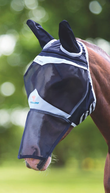 Buy the Shires Black Fine Mesh Fly Mask With Ears & Nose | Online for Equine