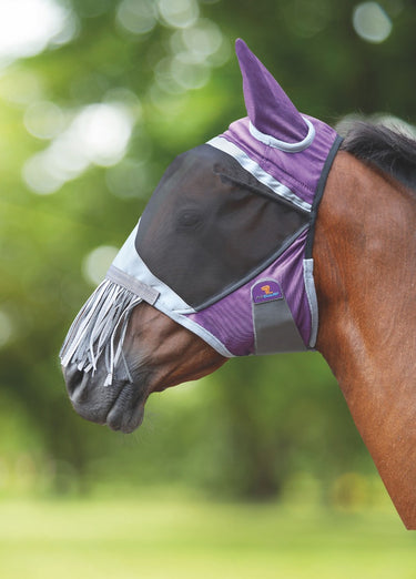 Buy the Shires Purple Deluxe Fly Mask with Ears & Nose Fringe | Online for Equine