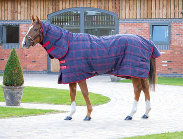 Shires Tempest Plus 200g Combo Stable Rug-Navy / Red Check-5'3" (63")
