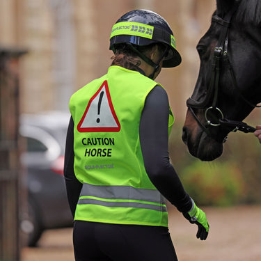 Buy the Shires Equi-Flector Yellow Caution Horse Hi Vis Safety Vest | Online for Equine