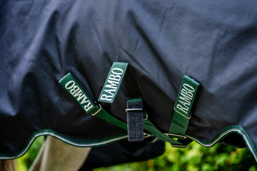Horseware Ireland Rambo 1680D Wug Turnout Rug 200G Navy / Hunter Green & Silver| Online For Equine