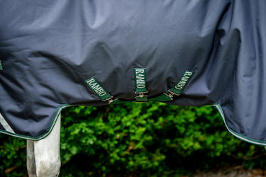 Horseware Ireland Rambo 1680D Wug Turnout Rug 200G Navy / Hunter Green & Silver| Online For Equine