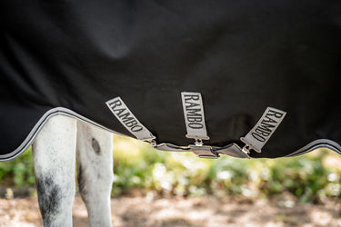 Horseware Ireland Rambo 1680D Wug Turnout Rug 200G Black / Thunderstorm Grey & Silver| Online For Equine