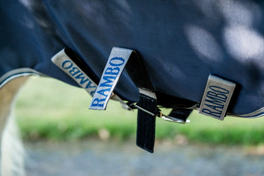 Horseware Ireland Rambo 1680D Turnout Rug 250G Vl Navy / Thunderstorm Grey & Silver| Online For Equine