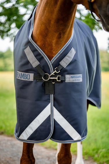 Horseware Ireland Rambo 1680D Turnout Rug 250G Vl Navy / Thunderstorm Grey & Silver| Online For Equine