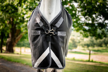 Horseware Ireland Rambo 1680D Turnout Rug 250G Vl Black / Thunderstorm Grey & Silver| Online For Equine