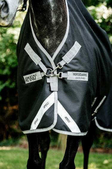 Horseware Ireland Amigo 1200D Wug Turnout Rug 250G Black / Titanium Grey & Silver| Online For Equine