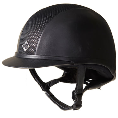 Buy Charles Owen Black / Silver Ayr8 Plus Leather Look Riding Hat | Online for Equine