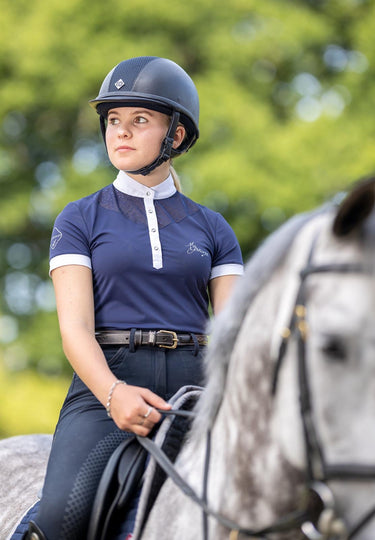 Buy Charles Owen Navy Ayr8 Plus Leather Look Riding Hat | Online for Equine