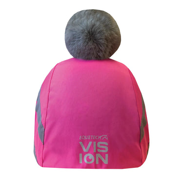 Buy the Equetech Pink Hi-Vis Water Resistant Deluxe Pom Hat Silk | Online for Equine
