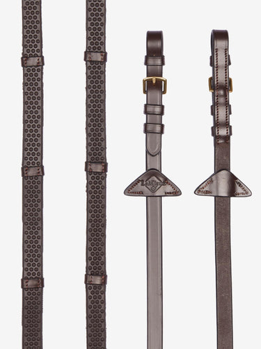 LeMieux Soft Rubber Reins with Stoppers Havana/Brass