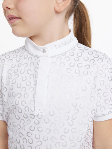 LeMieux Young Rider Mini Bella Show Shirt White/Horseshoes| Online For Equine