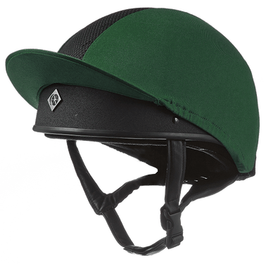 Buy the Charles Owen Hunter Green Pro II Plus Lycra Hat Silk | Online for Equine