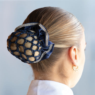 Buy Equetech Navy Satin Deluxe Crystal Hair Scrunchie | Online for Equine