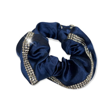 Buy Equetech Navy Satin Deluxe Crystal Hair Scrunchie | Online for Equine