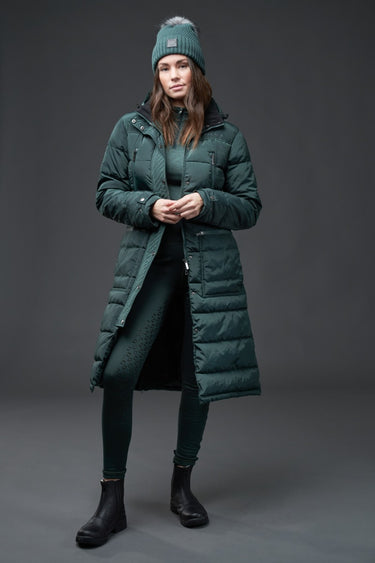 Buy Equipage Ladies Quilted Candice Spruce Green Long Jacket | Online for Equine