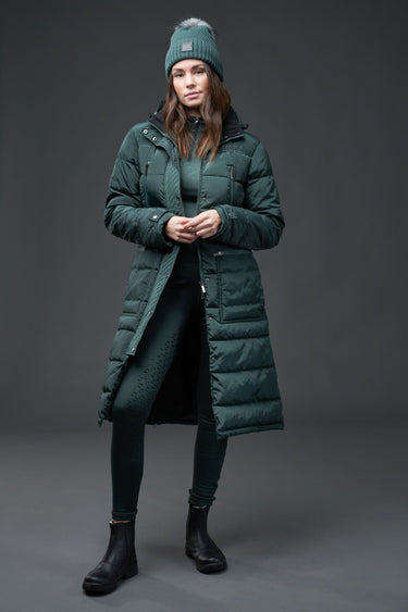 Buy Equipage Ladies Quilted Candice Spruce Green Long Jacket - UK 16| Online for Equine