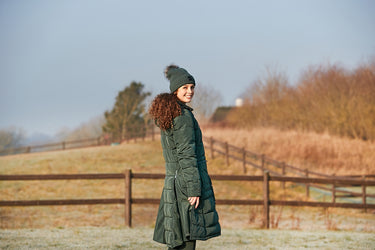 Buy Equipage Ladies Quilted Candice Spruce Green Long Jacket | Online for Equine