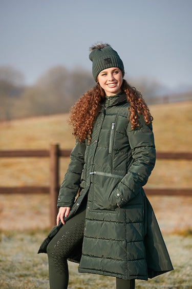 Buy Equipage Ladies Quilted Candice Spruce Green Long Jacket | Online for Equine