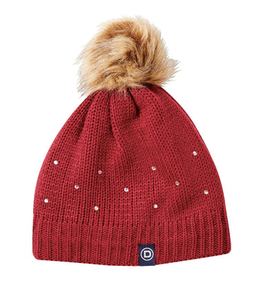 Dublin Sparkle Bobble Beanie Hat-Deep Crimson