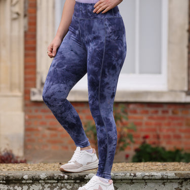 Buy the Shires Aubrion Navy Tie Dye Non-Stop Ladies Riding Tights | Online for Equine