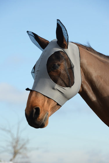 Buy Weatherbeeta Grey Stretch Bug Dual Eye Saver Fly Mask With Ears | Online for Equine