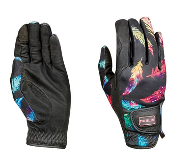 Buy Dublin Feather Print Riding Gloves| Online for Equine