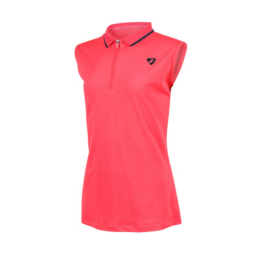 Buy the Shires Aubrion Young Rider Coral Poise Sleeveless Tech Polo | Online for Equine