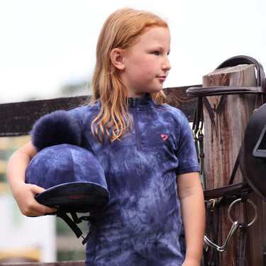 Buy the Shires Aubrion Revive Young Rider Navy Tie Dye Short Sleeve Base Layer | Online For Equine 