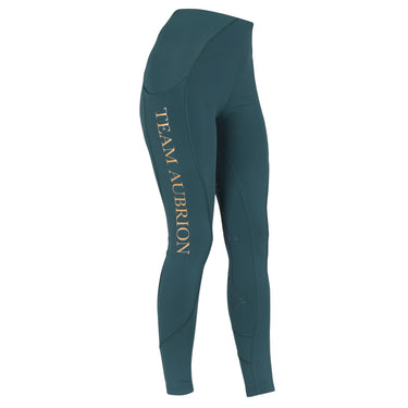 Buy the Shires Aubrion Young Rider Green Team Riding Tights | Online for Equine