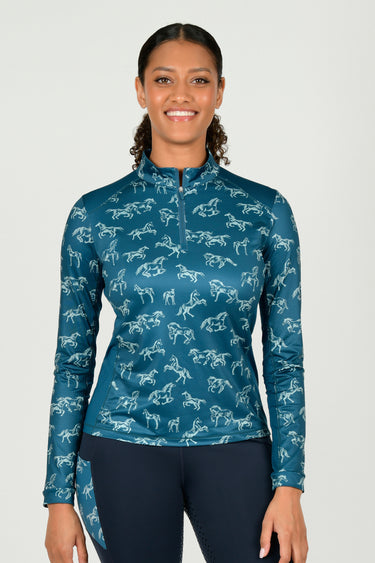 Buy Dublin Ladies Autumn Sally Legion Blue Long Sleeve Riding Top| Online for Equine