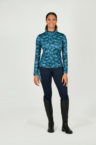 Buy Dublin Ladies Autumn Sally Legion Blue Long Sleeve Riding Top| Online for Equine