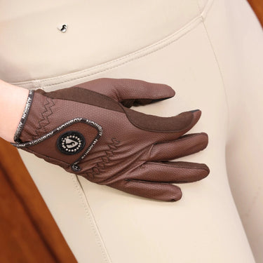 Buy the Shires Aubrion Childs Brown Aachen Riding Gloves | Online for Equine
