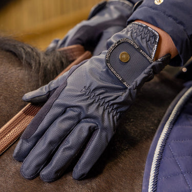 Shires Navy Aubrion Stadium FlexFit Riding Gloves