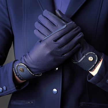 Shires Navy Aubrion Aero FlexFit Riding Gloves