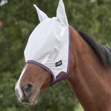 Buy the Weatherbeeta White/Maroon/Grey ComFiTec Essential Mesh Mask | Online for Equine