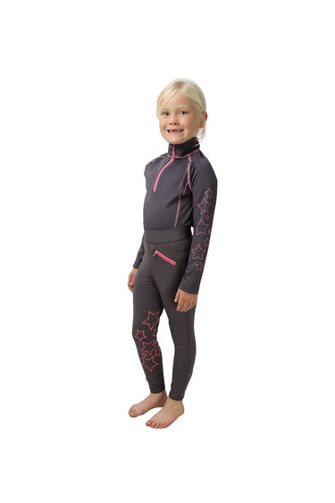 Hy Equestrian Stella Children's Riding Tights Iron Grey/ Pink
