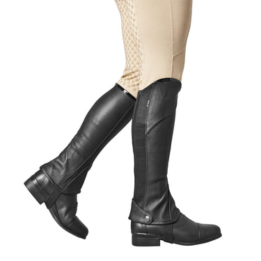 Dublin Black/Patent Piping Stretch Fit Half Chaps