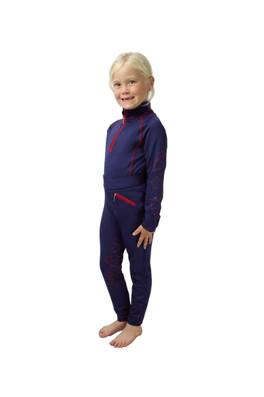 Hy Equestrian Stella Children's Riding Tights Navy/Red