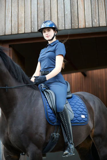 Buy Catago Ladies Navy Nash Zip Neck Short Sleeved Polo | Online for Equine