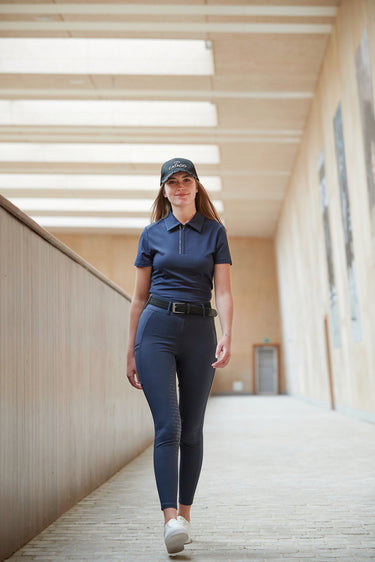 Buy Catago Ladies Navy Nash Zip Neck Short Sleeved Polo | Online for Equine