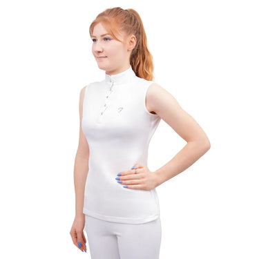 Hy Equestrian Sophia Sleeveless Show Shirt White Pearl