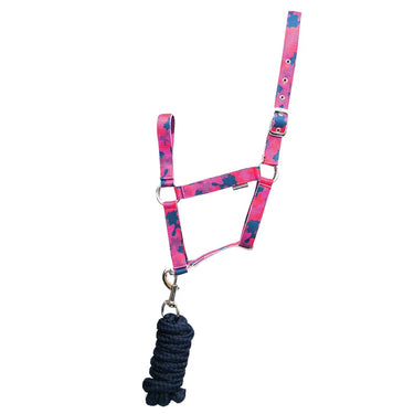 Hy Equestrian DynaForce Head Collar & Lead Rope Raspberry/ Navy