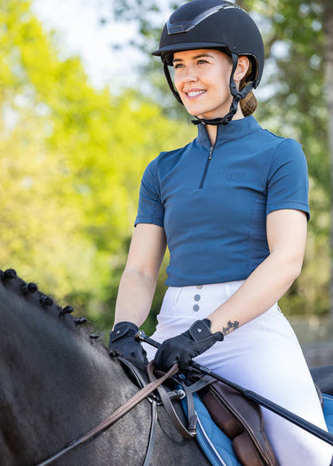 Woof Wear Petrol Blue Short Sleeve Ladies Tech Riding Shirt